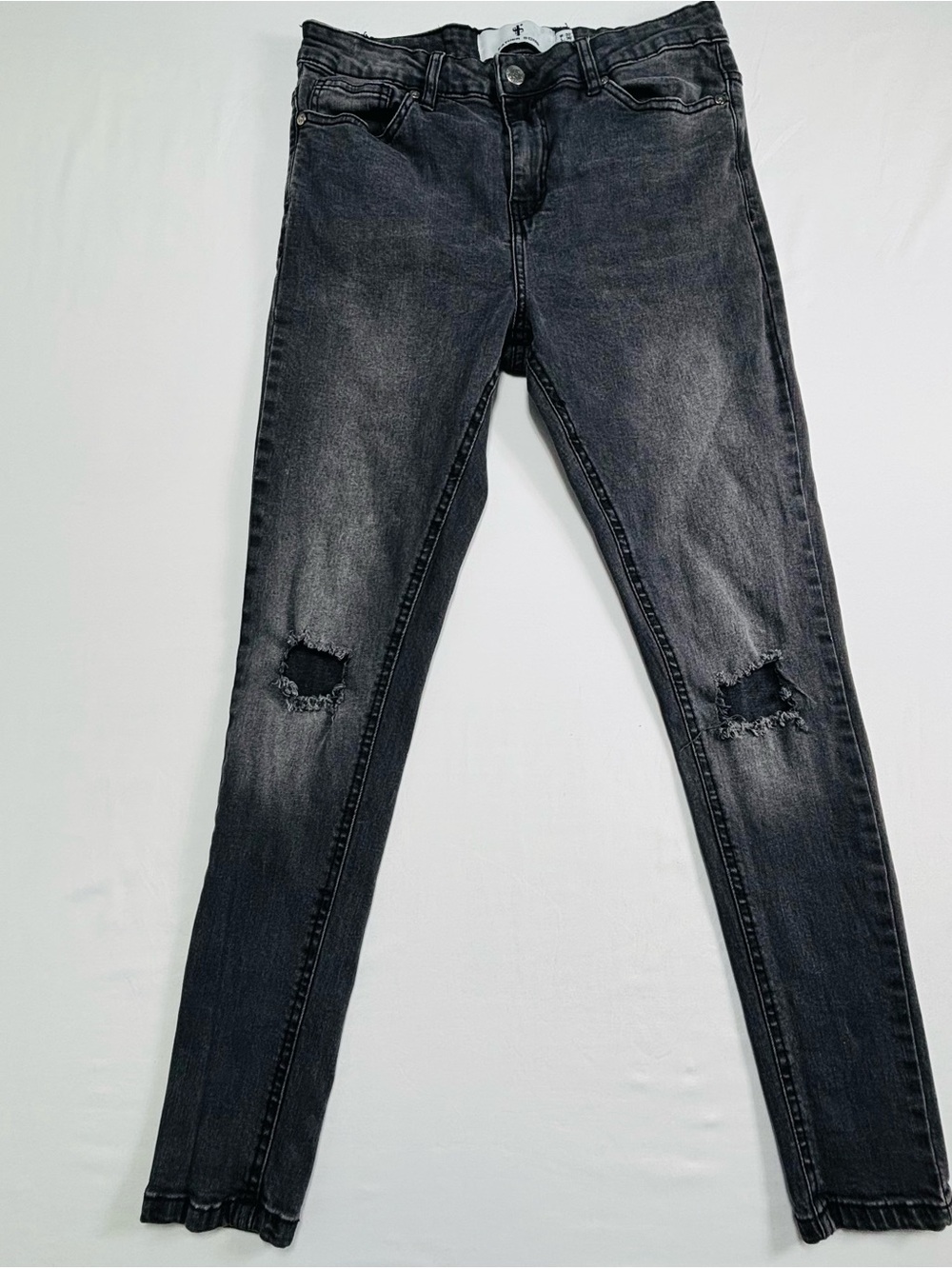 Father Sons Mens Black Washed Distressed Skinny Jeans